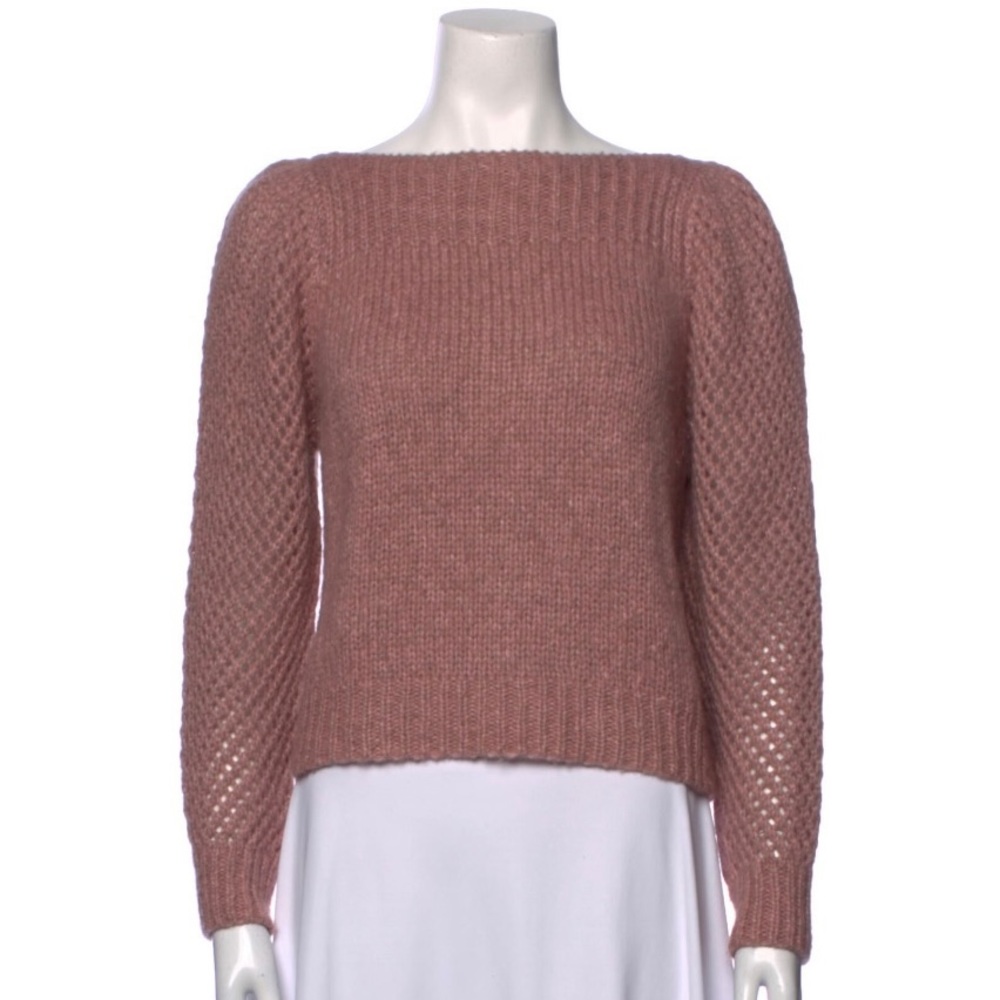 XS loveshackfancy baby alpaca Rosie crop sweater pink mauve